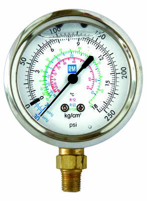 RGLBGF MANOMETRE ALÇAK BASINÇ R22/R134A/R404A GLİSERİNLİ ALTTAN ÇIKIŞLI 1/8 Ø70 201501 MANOMETRE P&M